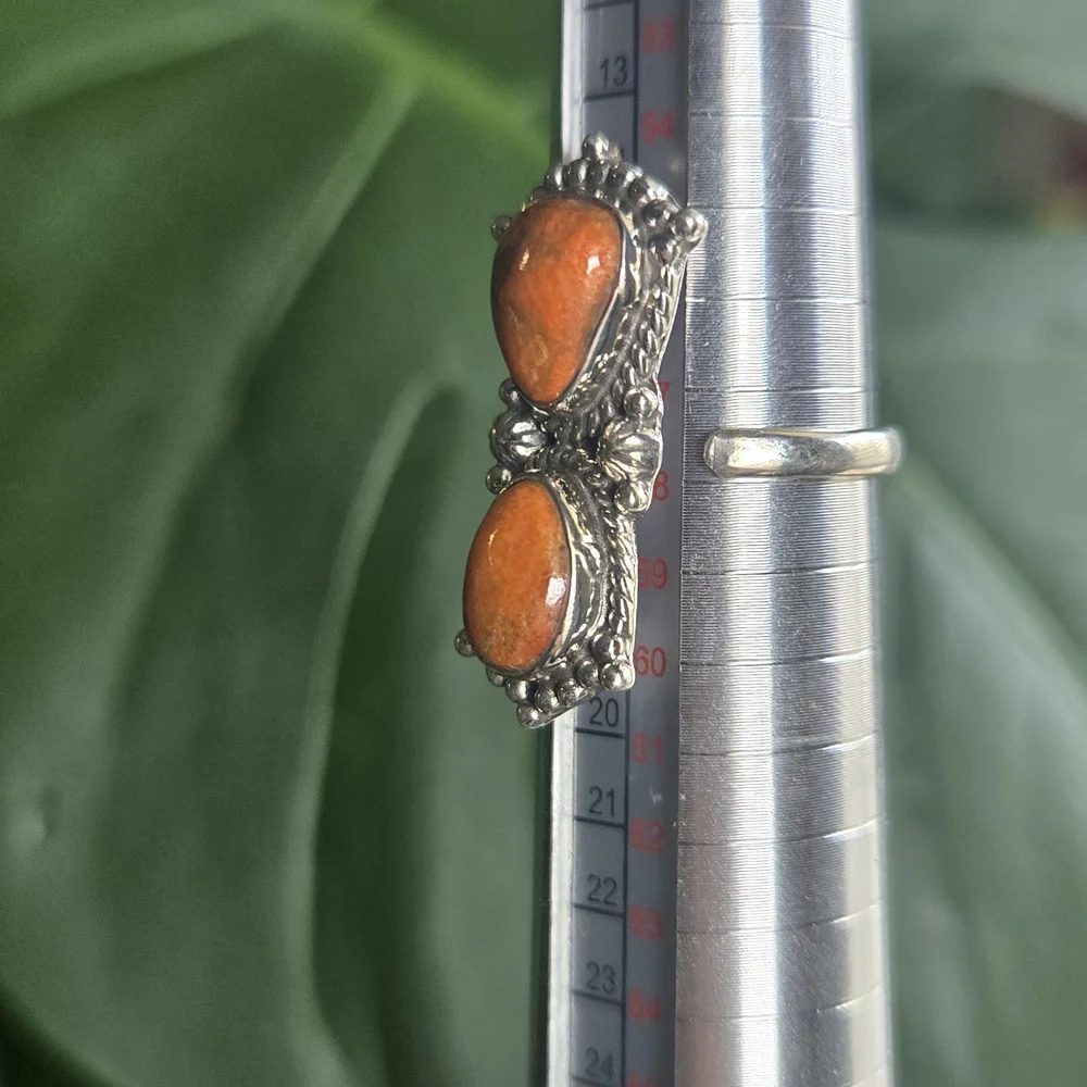 925 Silver and Orange Gemstone Ring - Picture 5 of 7